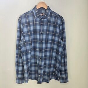 Johnnie-O Hangin Out Mens Large Blue Plaid Long Sleeve Button Down Shirt Stretch